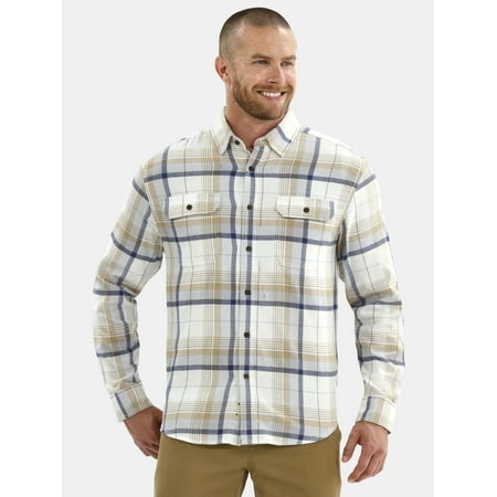 George Men's and Big Men's Double Pocket Flannel Shirt, Sizes XS-3XLT