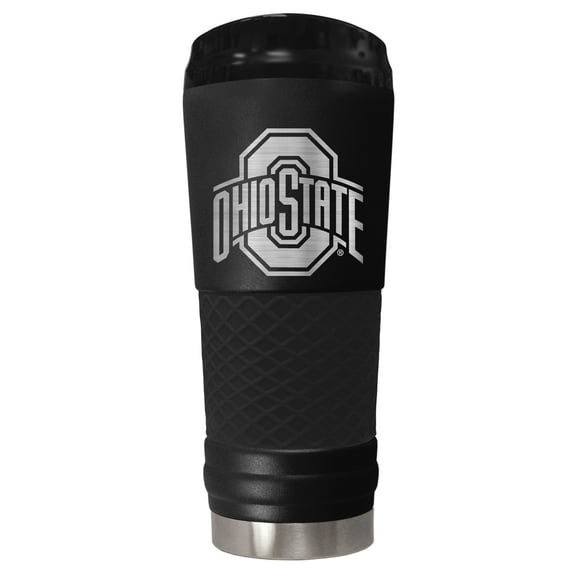 Ohio State 24 ounce vacuum insulated stainless steel tumbler in black powder coat and laser etched team logo