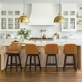 thumbnail image 5 of Dycanpo Swivel Bar Stools Set of 3, 26" Counter Stools with Back & Footrest for Kitchen, Brown, 5 of 8