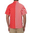 thumbnail image 3 of Camisa de hombre INSPIRE CHIC de verano a rayas con lunares, de manga corta, con botones y patchwork, roja y blanca, 3 of 7