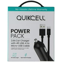 Quikcell Power Pack 2.4A Car Charger with 4ft USB-A to Micro-USB Cable - Black
