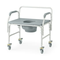 Medline Aluminum Bariatric Commode with 4 Locking Casters, 1,000 lbs. Weight Capacity