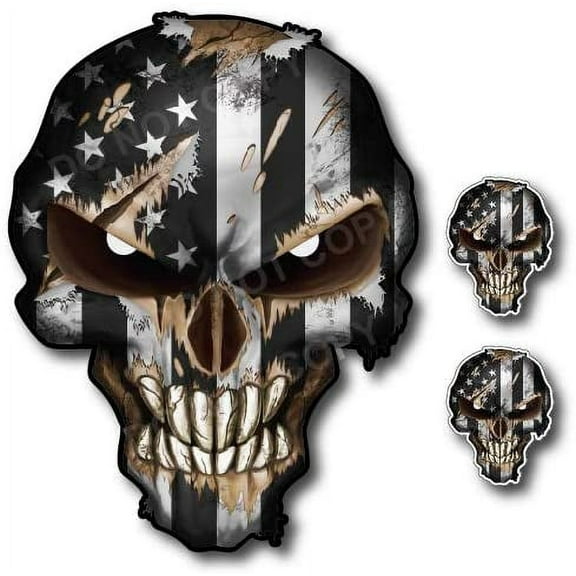 Skull with Reflective Eyes American Flag Vinyl Decal Stickers Car Truck Sniper Marines Army Navy Military Graphic