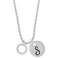 thumbnail image 1 of Delight Jewelry Silvertone Corinthians 13:4 Eternity Ring Silvertone Script Initial Disc - S - Charm Necklace, 20"+3", 1 of 4