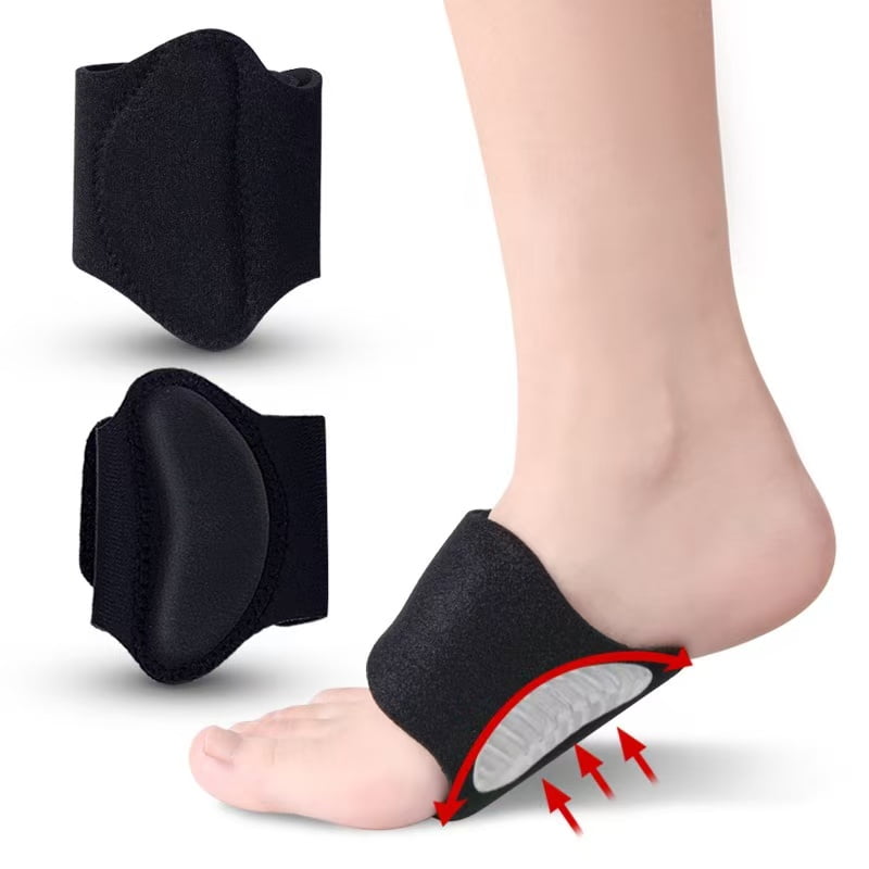 Wrongduck Foot Arch Support Braces for Women Men–Adjustable Compression Arch Support Bands with Gel Pad for Flat Feet, Heel Pain, High & Fallen Arches–Without Strap Anti-Slip Strips