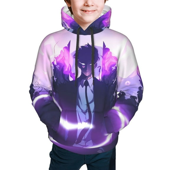 Solo Leveling Sung Jinwoo Kids' Hoodie 3d Print Sweatshirt Soft Pullover Hooded With Big Pockets For Boys Or Girls Small