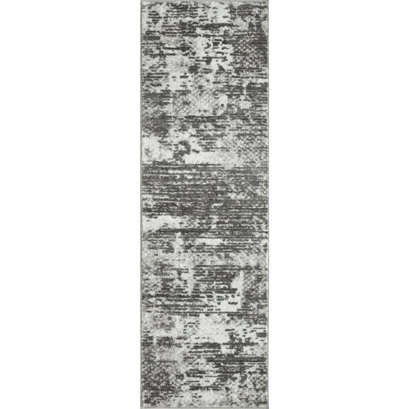 Loomaknoti Rhane Afrey 2' x 7' Gray Abstract Indoor polypropylene Runner Rug