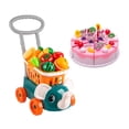 thumbnail image 1 of Carrito de compras para niños, carrito de supermercado de juguete, carrito de supermercado de simulación verde, 1 of 9