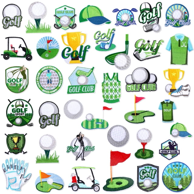 Iron On Patches Tigeen Golf Sports Green Grass, 48 unidades