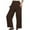 Coffee, variant on QLEICOM Women's Wide Leg Pants Cotton Linen Trousers Straight Leg Drawstring Elastic High Waist Loose Comfy Trousers with Pockets Beige S, US Size 4