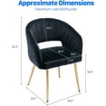 thumbnail image 2 of Wubio Modern Velvet Desk Chair Accent Armchair Upholstered Tufted Chairs Dining Chairs, Tufted Vanity Chairs Side Chairs with Gold Metal Legs for Dining Room Living Room Restaurant, 1 PC & Black, 2 of 6