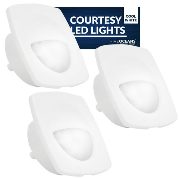 Five Oceans LED Companion Way Light, 3 Pack Marine Courtesy Lights, Square Light for Boat Interior, Deck, Cool White LED, for Pontoon, Fishing Boat, Bass Boat, Yacht, Sailboat, RVs - FO2642-M3