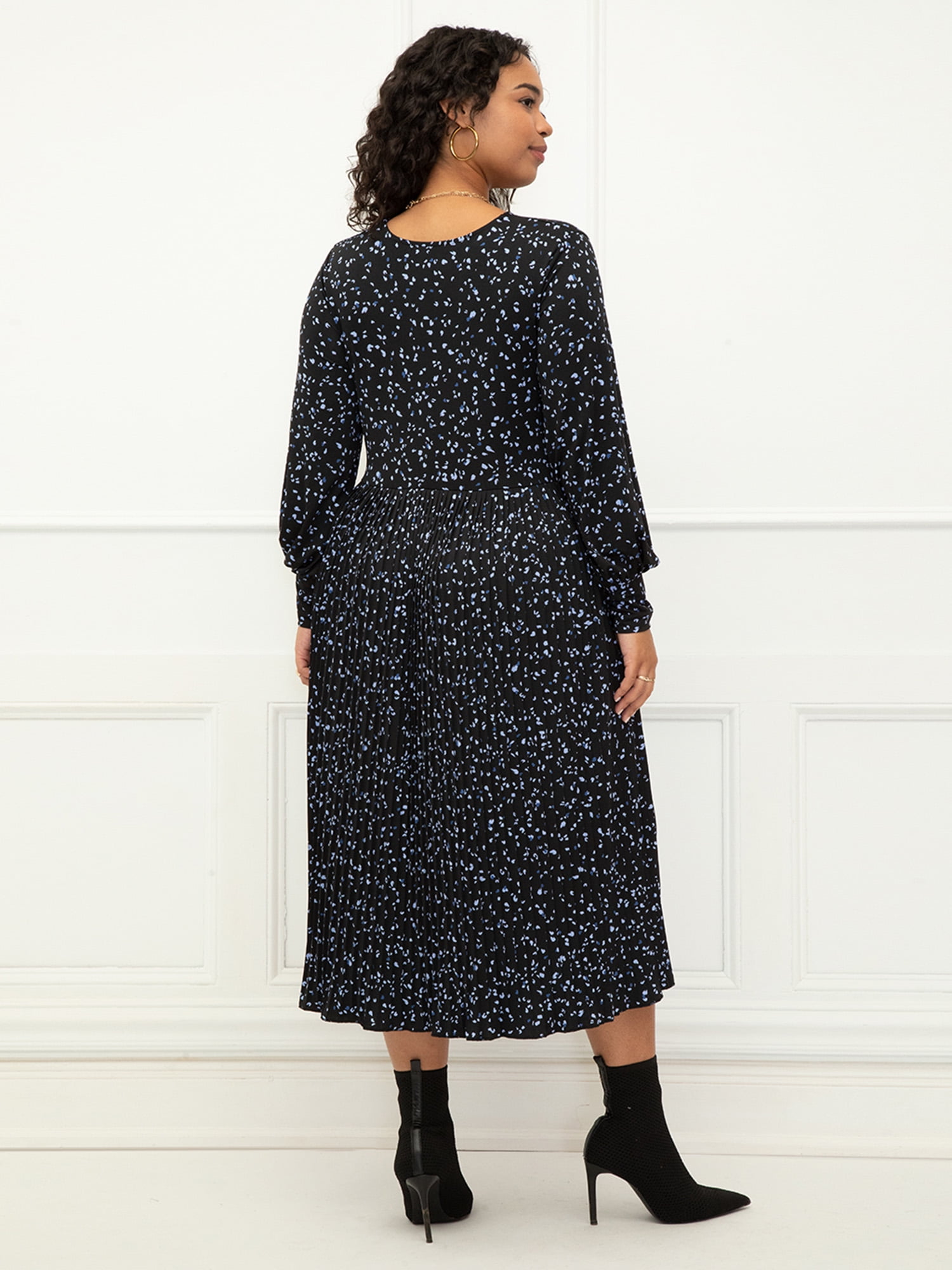 ELOQUII Elements Women's Plus Size Knot Front Pleated Skirt Dress
