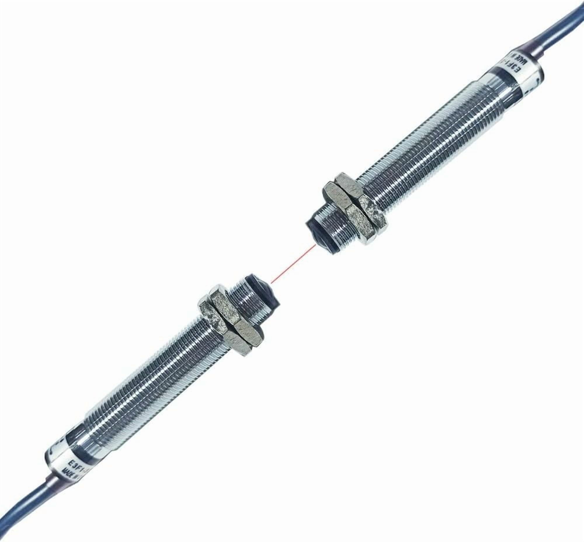 Photoelectric Switch Sensor, M12 Through-Beam Reflection Optical Photoelectric Beam Sensor,NPN NO 6-36VDC ,AC 110-220V (90-250V)