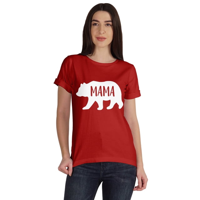 Inkmeso T-Shirt Graphique à Col Rond Maman Ours Manches Courtes Femme Coton Tee Décontracté