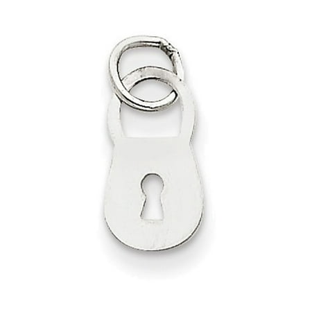 Gold Polished Lock Charm - 14k White Gold Polished Lock Charm