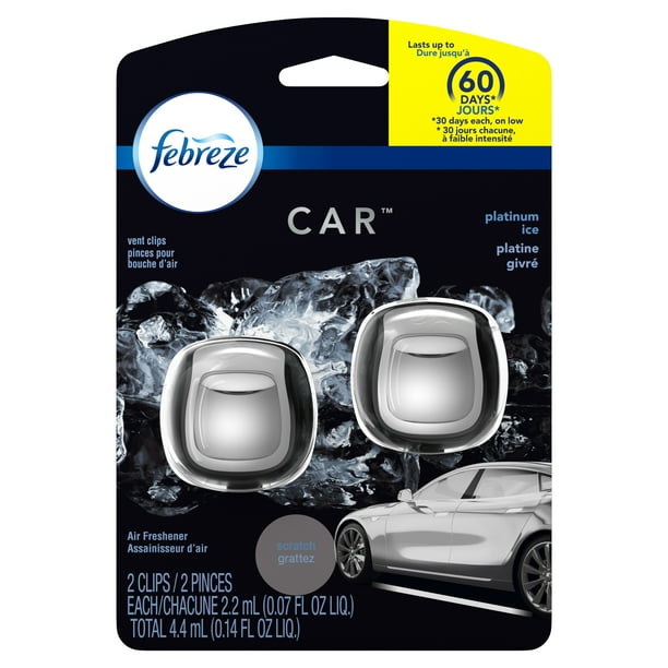 Febreze Car Air Freshener Vent Clips, Platinum Ice, 2 count Walmart