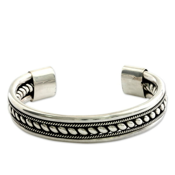NOVICA Sterling silver cuff bracelet, 'Strength of Celuk'