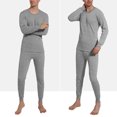 thumbnail image 2 of 2Pcs/Set O-Neck Long Sleeve Elastic Waist Ankle Length Thickened Thermal Underwear Set Autumn Winter Solid Color Fleece Lining Bottoming Top Pants, 2 of 8