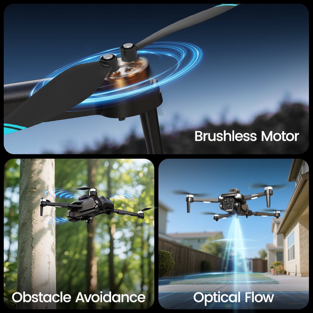 JoyStone FPV Drone with 720P HD Camera for Beginner, 720P Foldable RC Quadcopter with Brushless Motor, Optical Flow, 2 Batteries, Great Gift Toy for Kids Adults, Black