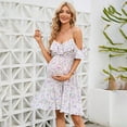 thumbnail image 2 of Maternity Nursing Dress Womens Spaghetti Strap Ruffle Sleeve Daisy Printed Tiered Flowy Swing, 2 of 5