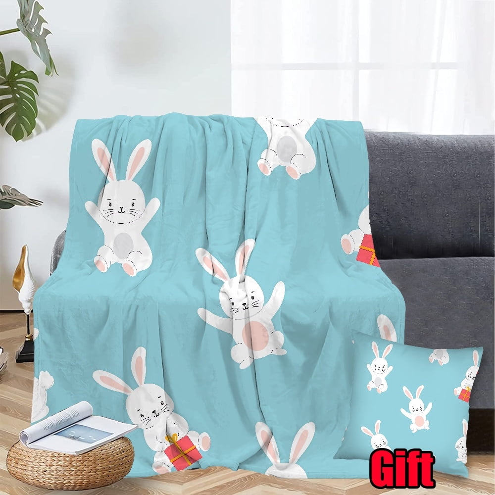 Spring Easter Throws Blanket With Pillow Case For Office, Bed, Sofa Comfortable and Warm
