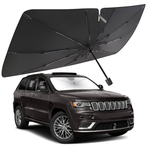 Windshield Sun Shade Umbrella for Jeep Grand Cherokee 2014-2021, Foldable Car Umbrella Sunshade with UV Block Front Window Cover (Heat & Sun Protection)