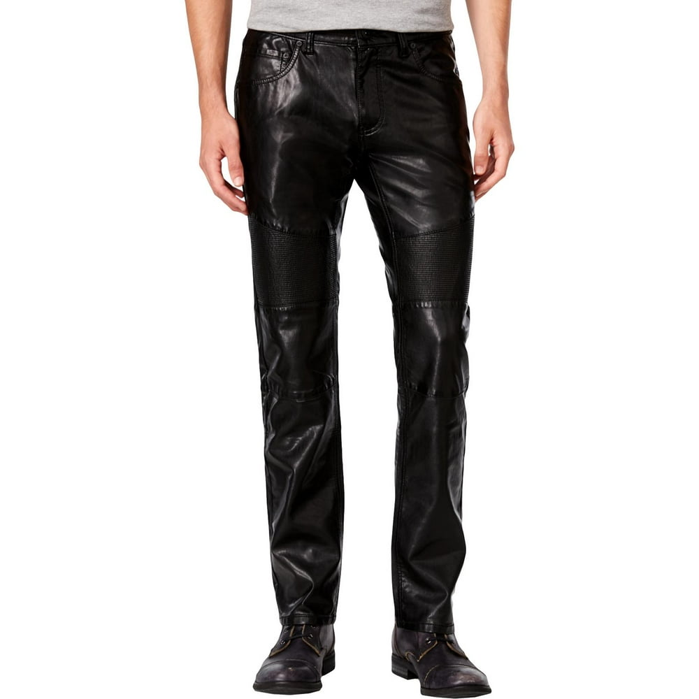 INC - INC Mens Berlin Faux Leather Mid-Rise Straight Leg Jeans ...