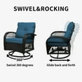 thumbnail image 4 of SHGJ&SOFT 3 Piece Patio Furniture Set, 2 Outdoor Swivel Rocking Chairs with Side Table, Thick Cushions Wicker Glider Chairs, All-Weather Brown Rattan Bistro Set for Porch, Deck, Pool (Blue), 4 of 11