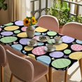 thumbnail image 3 of Easter Eggs Table Cloths for 4 Foot Rectangle Tables, Cute Colorful Farmhouse Love Black Patio Waterproof Elastic Fitted Tablecloths, Washable Rectangular Table Cover for Camping, 3 of 8