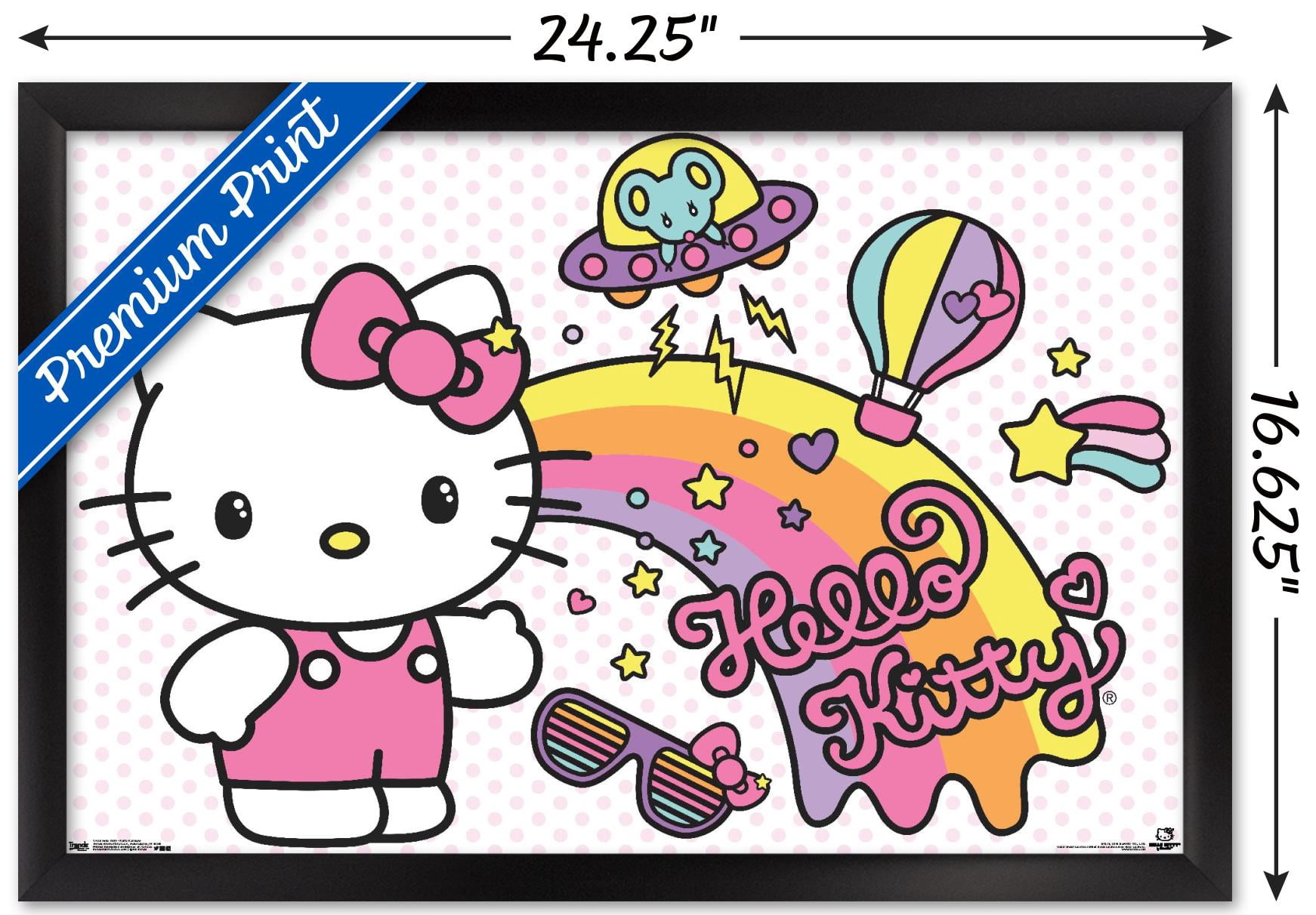 Hello Kitty - Retro Rainbow Wall Poster, 14.725" x 22.375", Framed