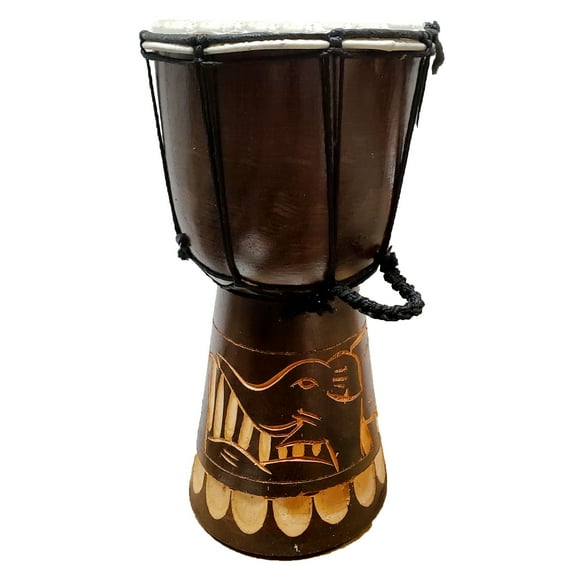 Stoneage Arts Djembe Drum, Hand Carved Bongo, African Inspired Music, Unique Decor, 12" Tall