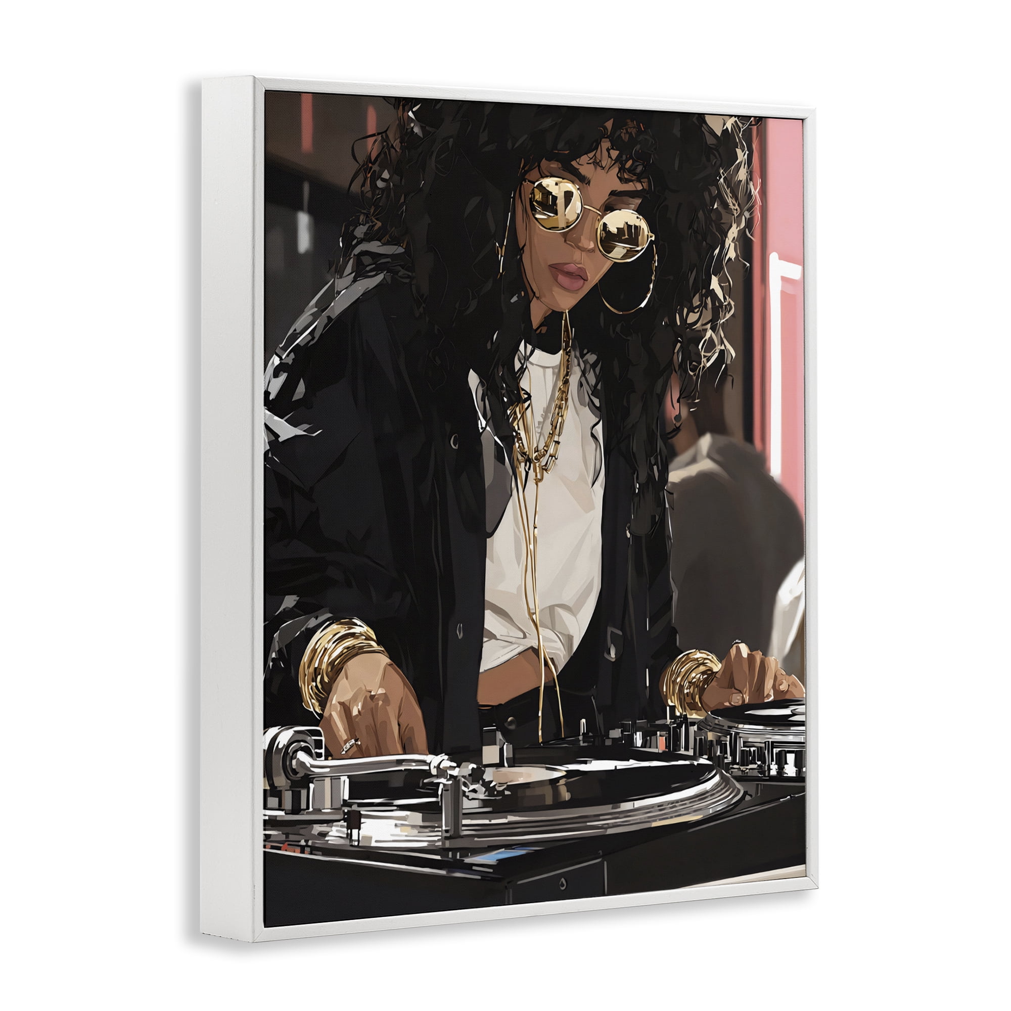 Stupell Industries DJ Focused On Turntables White Framed Giclee Art, design by Franklyn Gregory