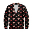 thumbnail image 6 of QHRMKOG Mens Cardigan Sweater Romantic Valentine's Day Heart Cardigan Print Loose Fit Long Sleeve V Neck Button Up Cardigan Sweater Trendy Ribbed Knited Sweaters Black 3XL, 6 of 7