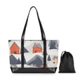 thumbnail image 7 of FORMRS Canvas Laptop Tote Bag for Women with 15.6" Computer Compartments Shoulder Handbag, Blue Snow Houses, 7 of 7