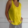 thumbnail image 5 of Fartey Women's Cotton Linen Tank Tops Fashion Raw Edge V Neck Tanks Summer Sleeveless Shirts Loose BreathableSolid Color Casual Camisoles Yellow L, 5 of 7