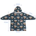 thumbnail image 7 of Blue Highland Cow Flower Pattern Blanket Hoodies for Kids 6-13YR Oversize Wearable Blanket Hoodies for Boys Girls Teens, 7 of 7