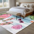 thumbnail image 4 of Summer Flamingo Area Rugs 8'x10', Washable Small Throw Rugs for Living Room Patio, Tropical Plants Botanical Blue Ombre Wood Indoor Outdoor Rug Non-Slip Low Pile Carpet Runner Reversible Floor Mats, 4 of 8