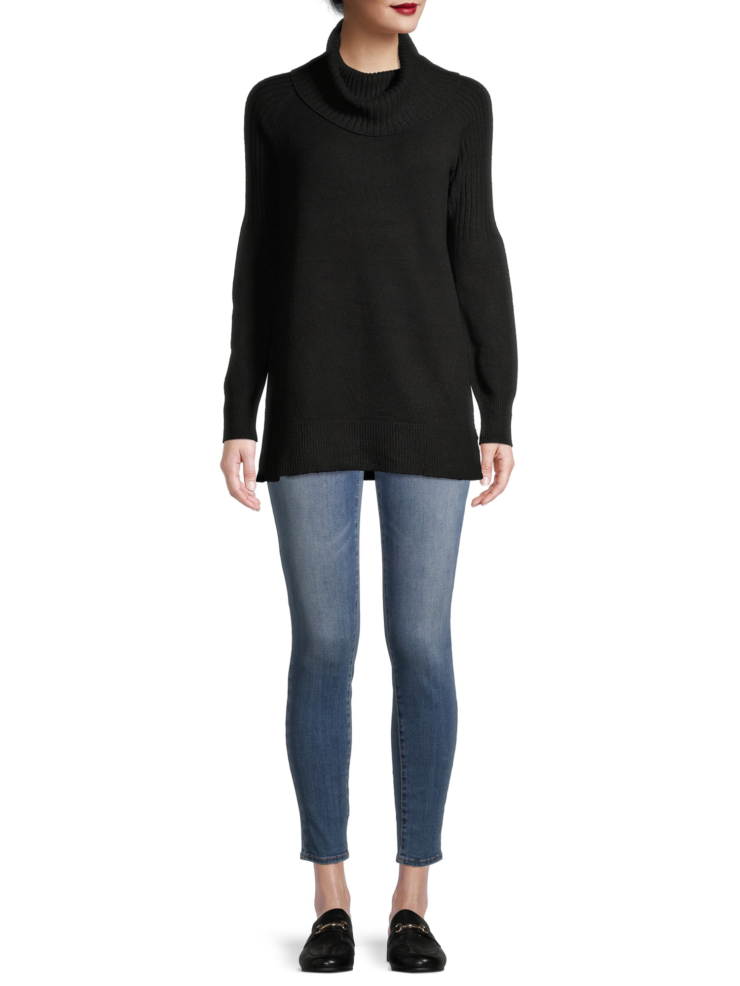 Time and Tru Women's Cowl Neck Tunic Sweater