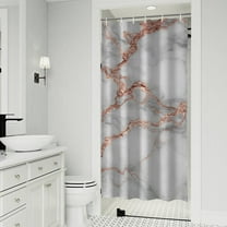Gray Rose Gold Marble Pattern Shower Curtain 36"x72" ,Bathroom Decorative Shower Curtains Set with 12 Hooks,Modern Waterproof Washable Shower Curtain