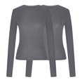 thumbnail image 4 of 2 Pcs Women's Long Sleeves Shirts Sets Crew Neck Tops Basic Stretch Slim Fit Pullover Blouses Teen Girls Lightweight Cozy Ribbed Layer Undershirt, 4 of 4