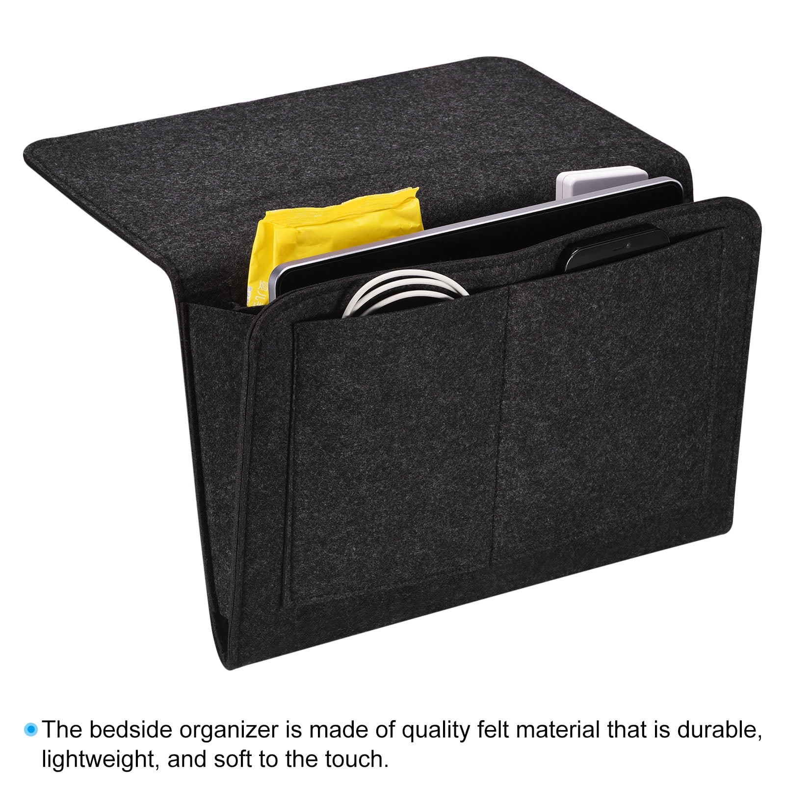 Unique Bargains Felt Bedside Hanging Organizer for Remotes and Phones Grey 13"