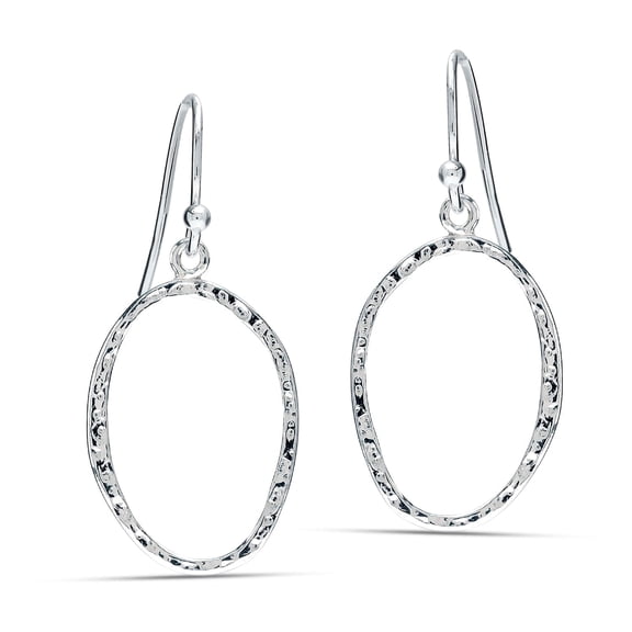 LeCalla 925 Sterling Silver Handmade Hammered Dangling Hoops