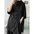 thumbnail image 5 of INCERUN Men's Half Sleeve Split Hem Shirts Hip Hop Streetwear Oversized Tops, 5 of 11