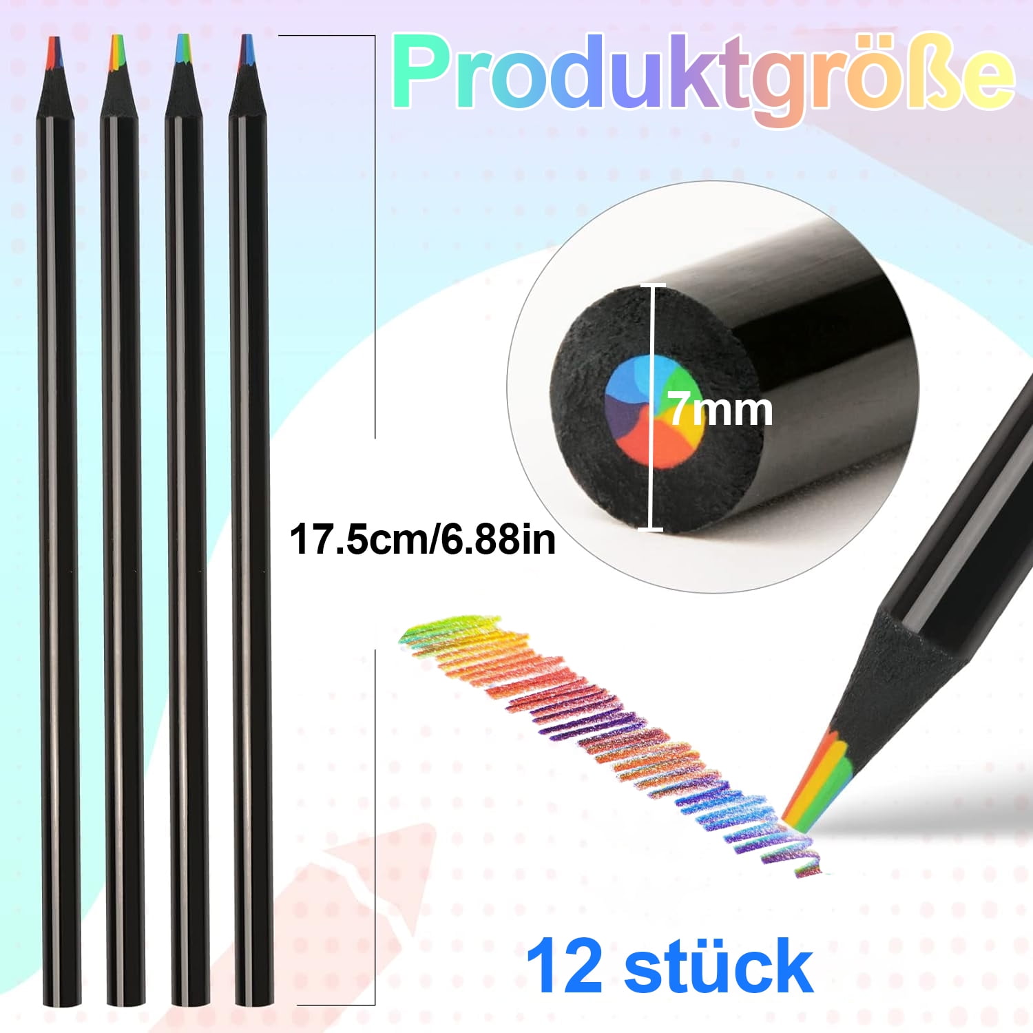 Lápices De Colores Arcoíris 16 Piezas Para Niños - 7 Colores En 1, Incluye Sacapuntas Y Estuche