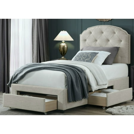 Dg Casa Argo Tufted Upholstered Panel Bed Frame With Storage