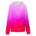 thumbnail image 4 of ITSAME Hoodie for Womens, Gradient Long Sleeve Loose Fit Casual Pullover Hooded Sweatshirt Hot Pink M, 4 of 4