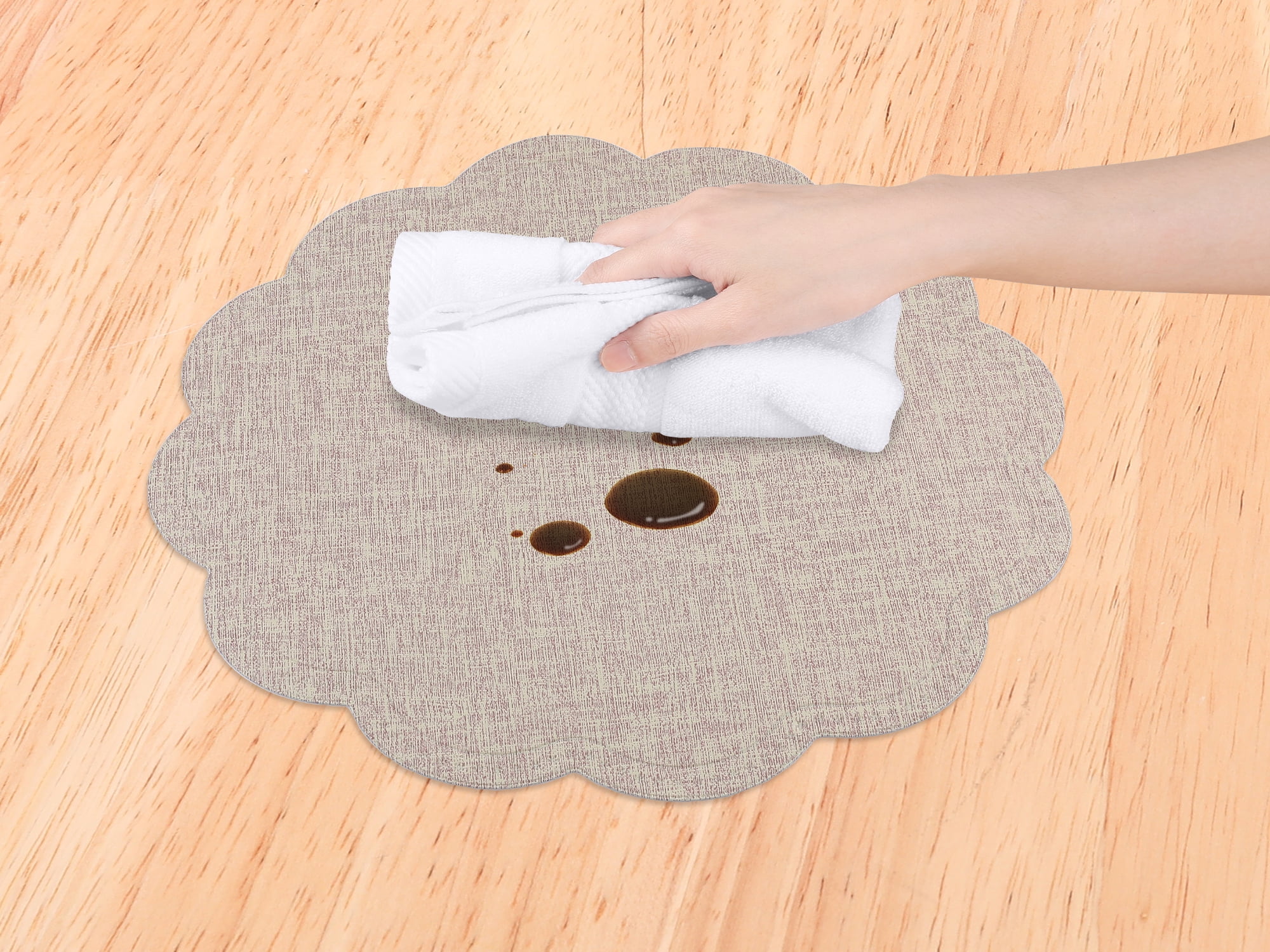 Unique Bargains Set of 6 Flower Placemats for Kitchen Beige 15*15in