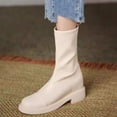 thumbnail image 5 of Short boots, women's French style, medium tube, small man, white  boots, thin velvet., 5 of 6