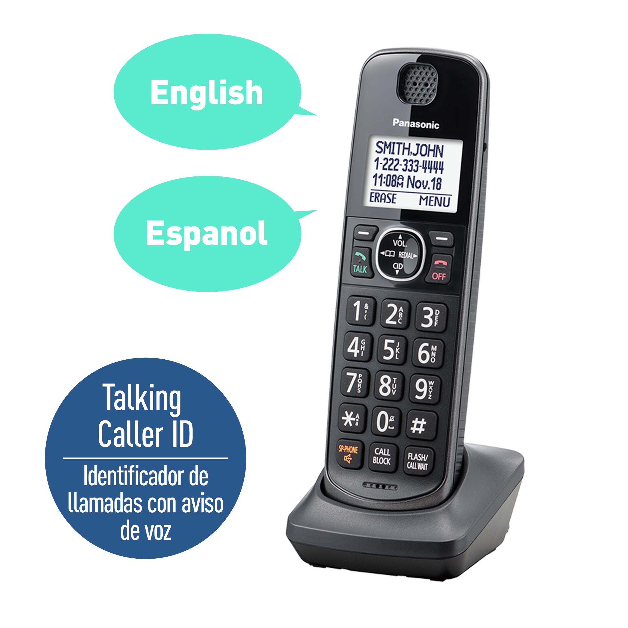 Panasonic 3-Handset Expandable Cordless Phone System with Answering System - KX-TG3833M - image 4 of 9